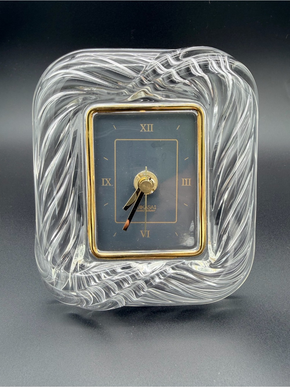Vintage Mikasa Quartz Germany Crystal Glass Table Clock